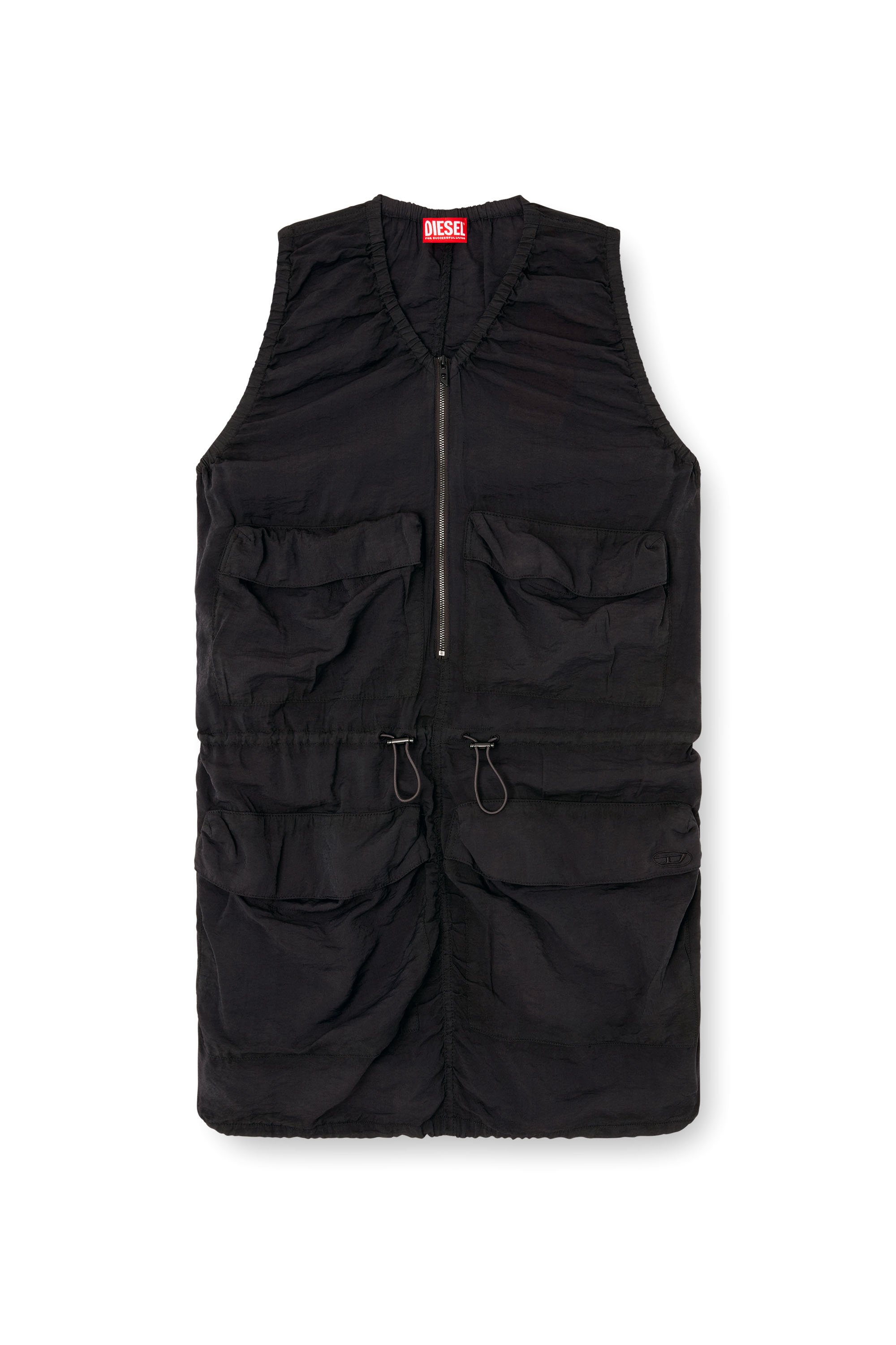 Diesel - D-RESDEN, Woman's Cargo dress in treated viscose-nylon in Dark grey - 3